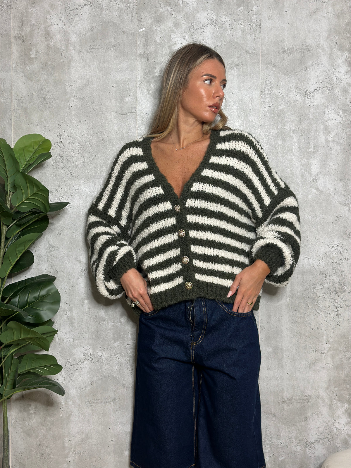 cardigan botton a righe