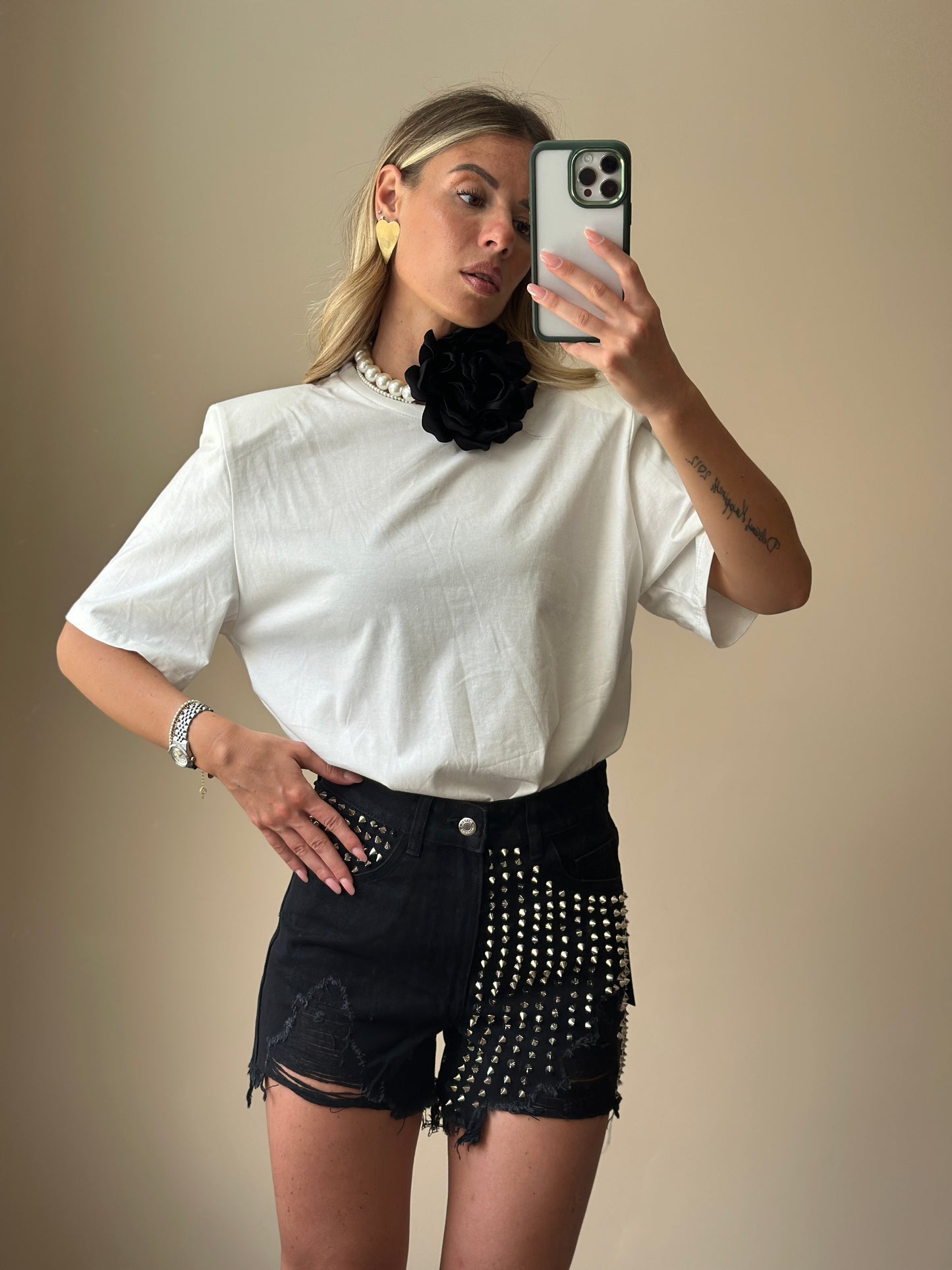 pantaloncino borchie