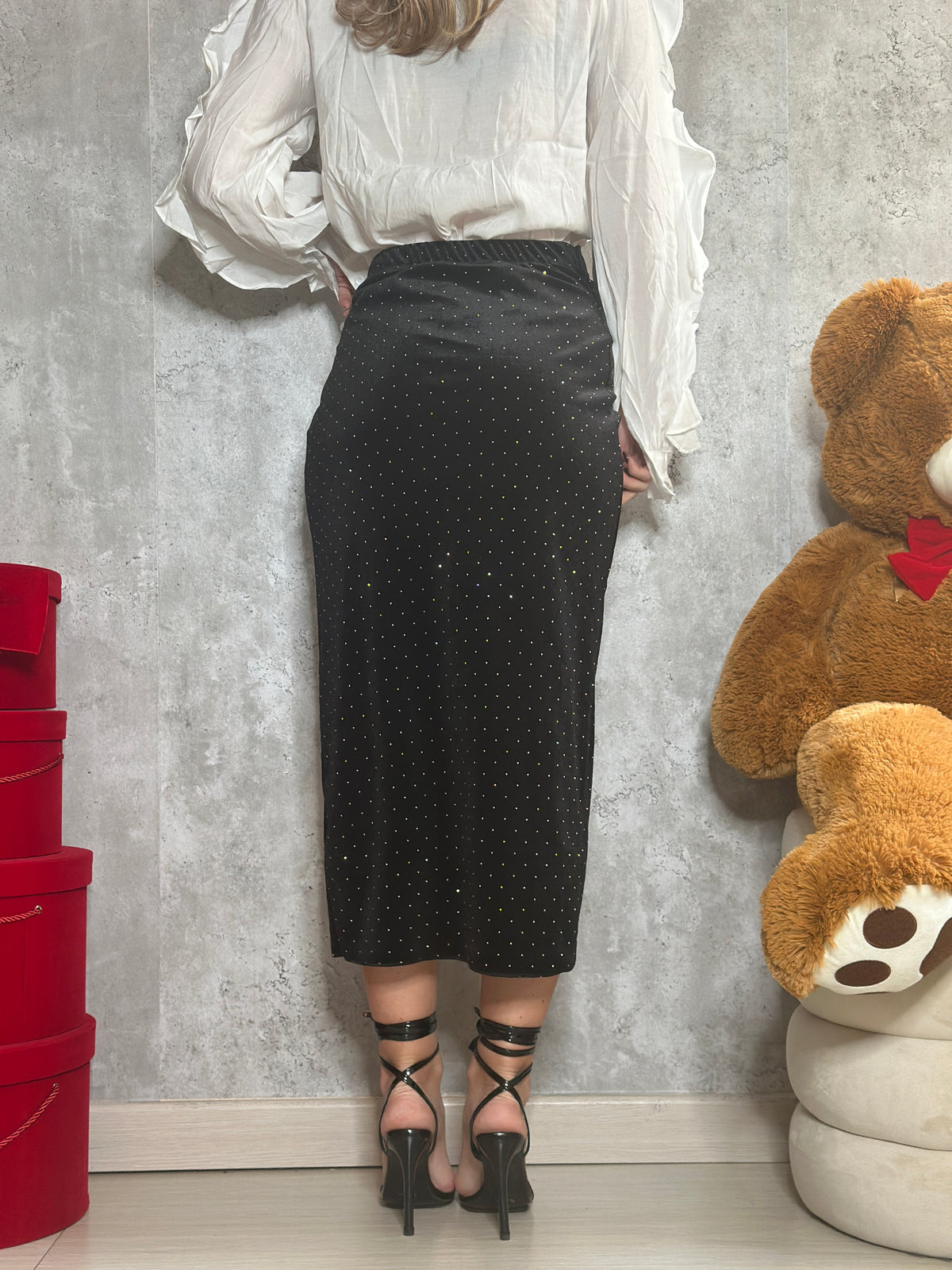 skirt portafoglio strass