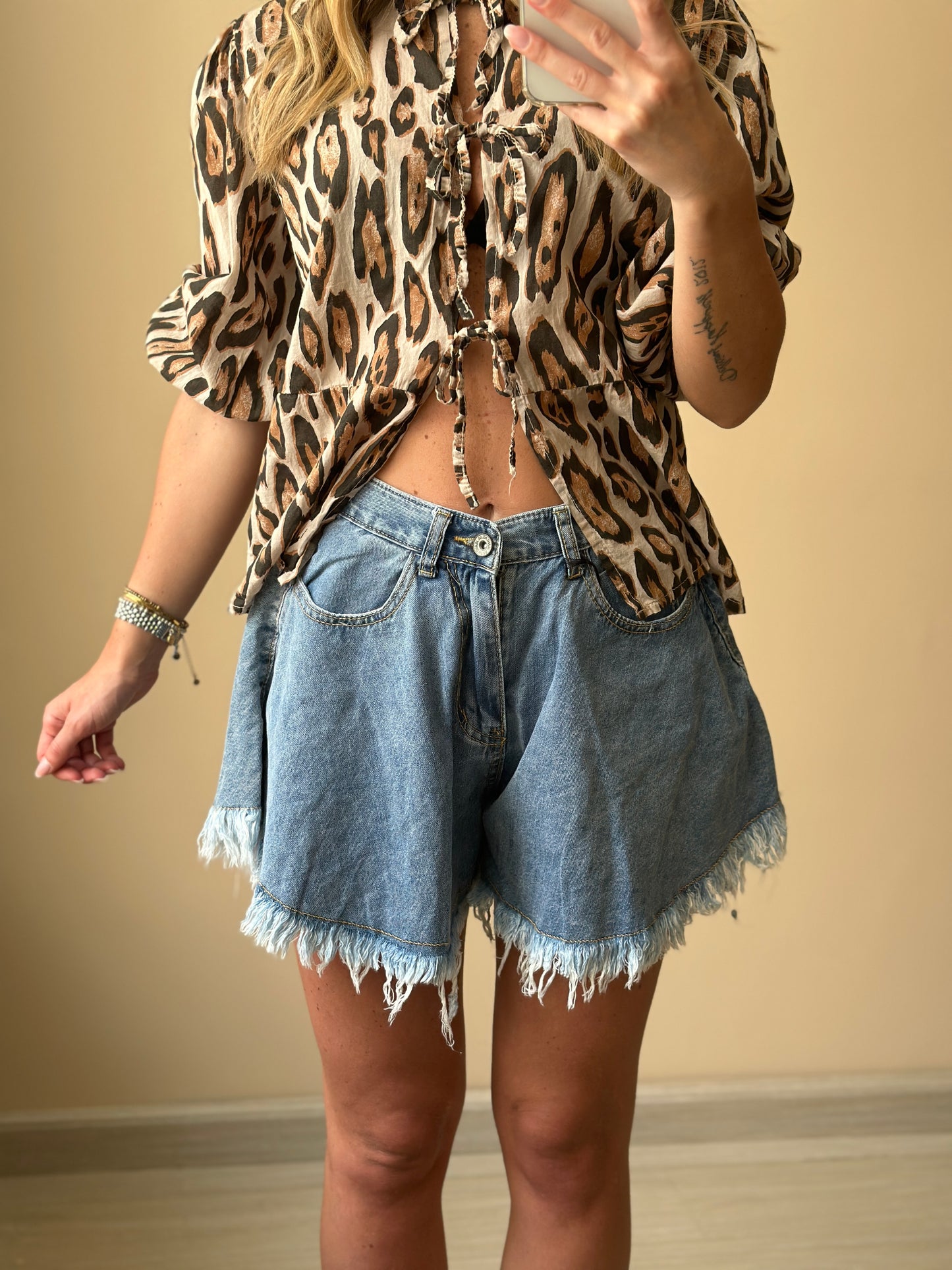 pantaloncino denim farfalla