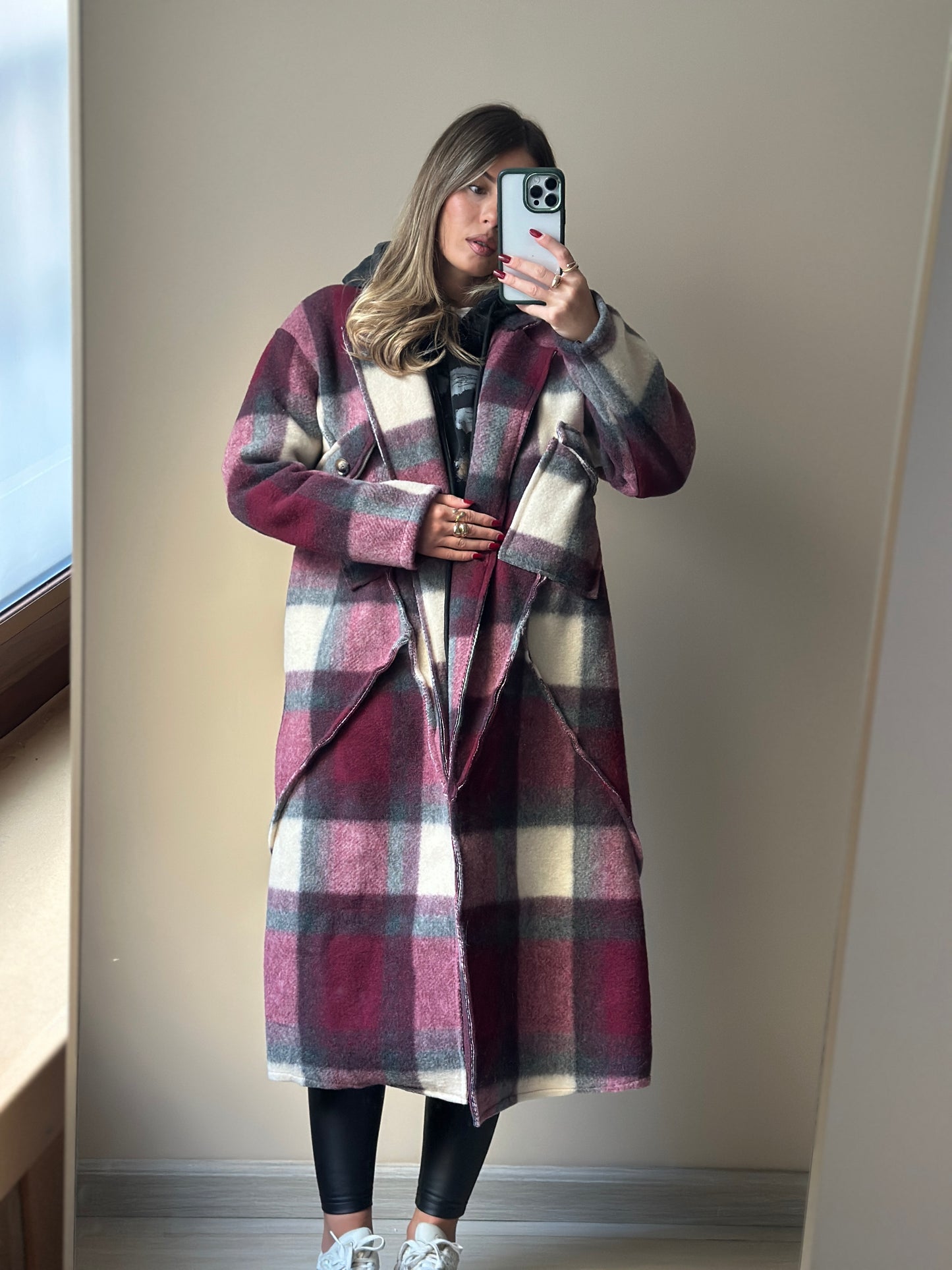 maxi cappotto a quadri