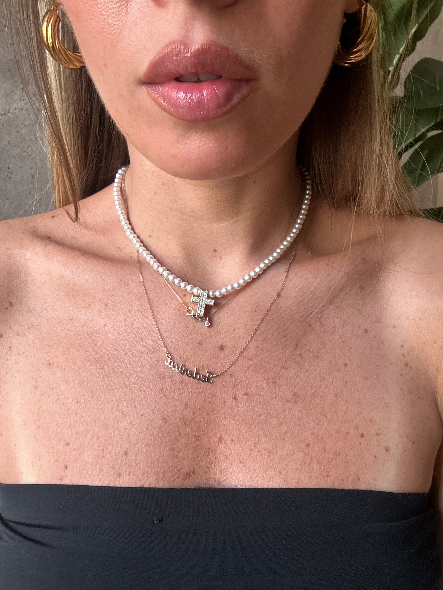 filo perle con croce