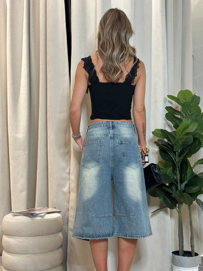 Bermuda Denim Strappata