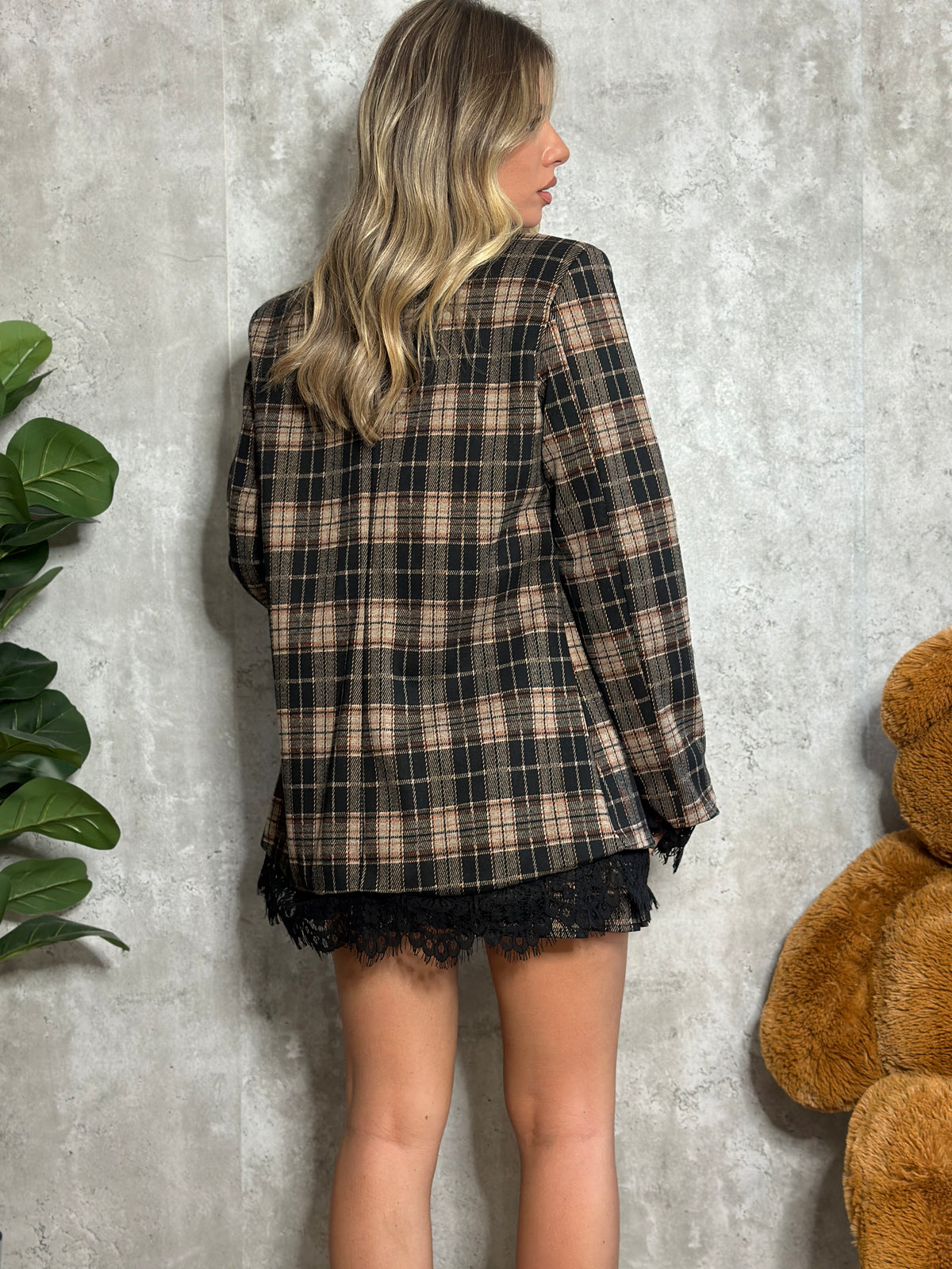 blazer tartan flanella