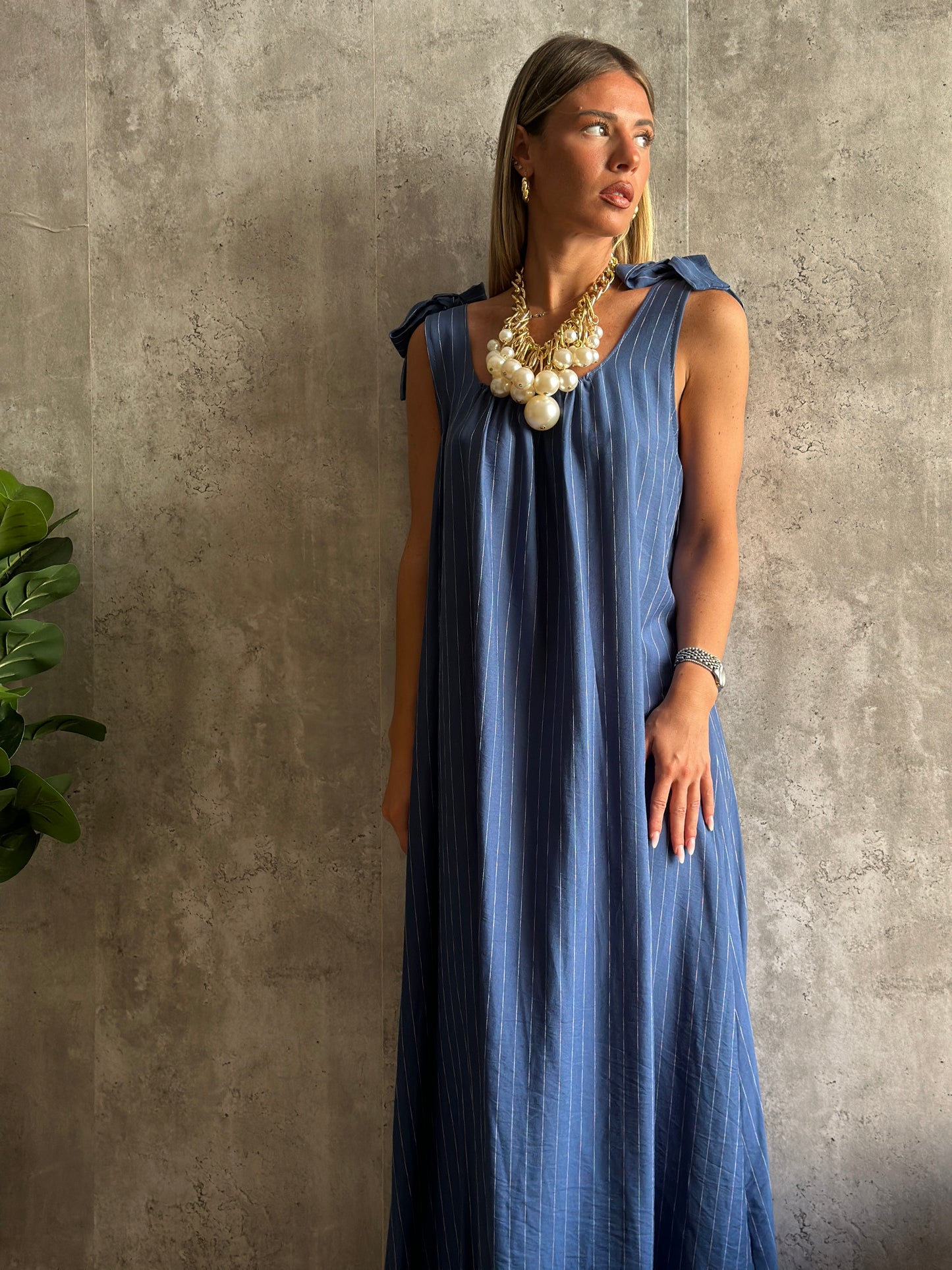 dress fiocco gessato