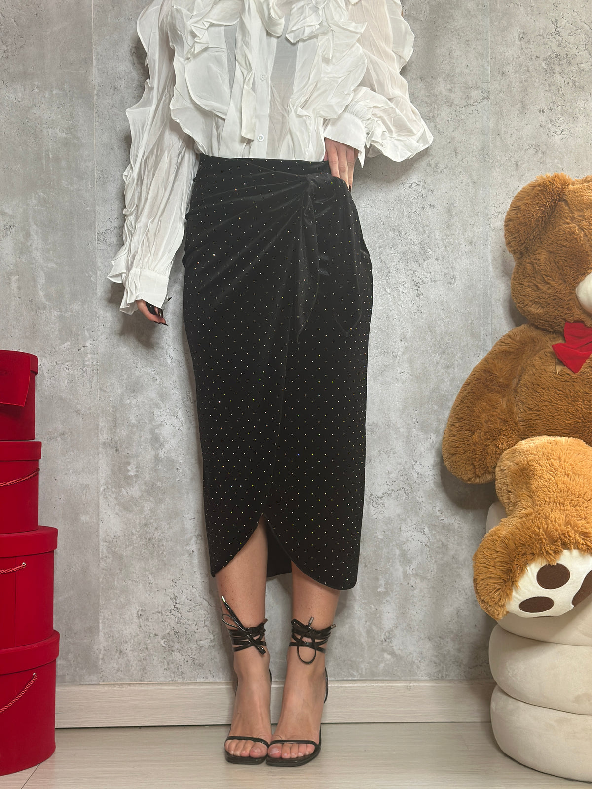 skirt portafoglio strass