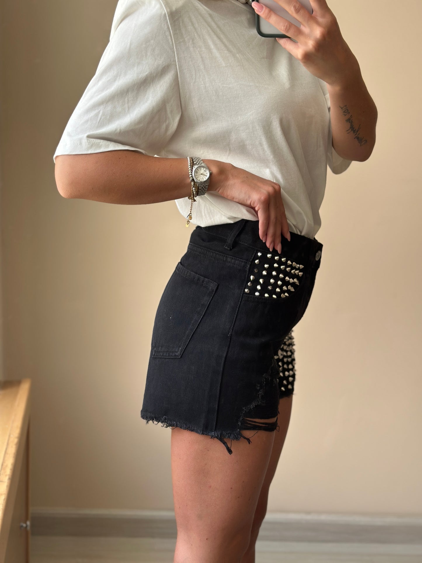 pantaloncino borchie