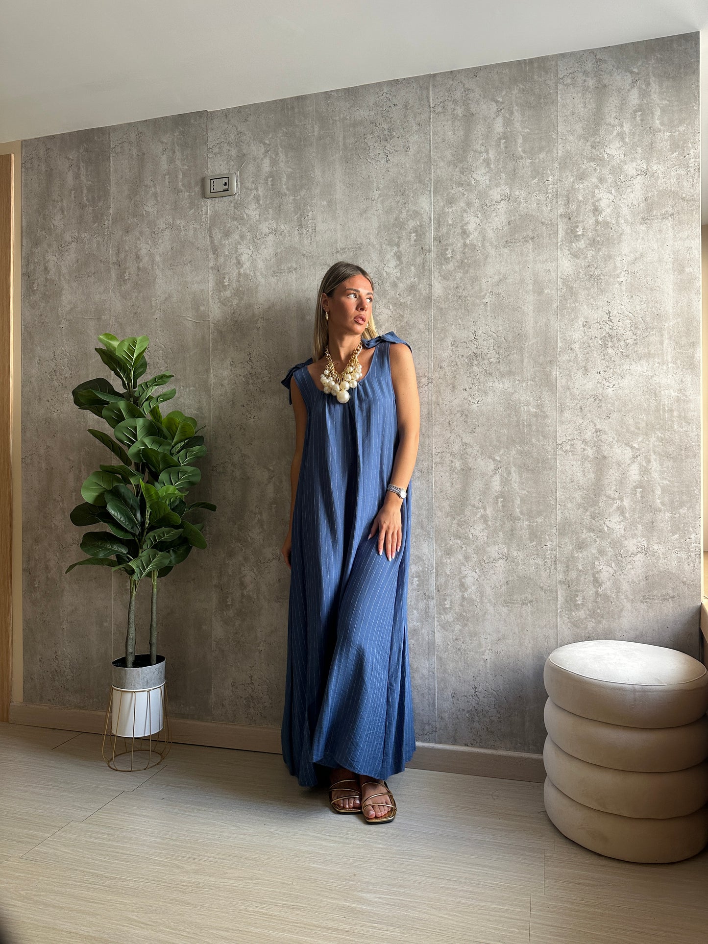dress fiocco gessato