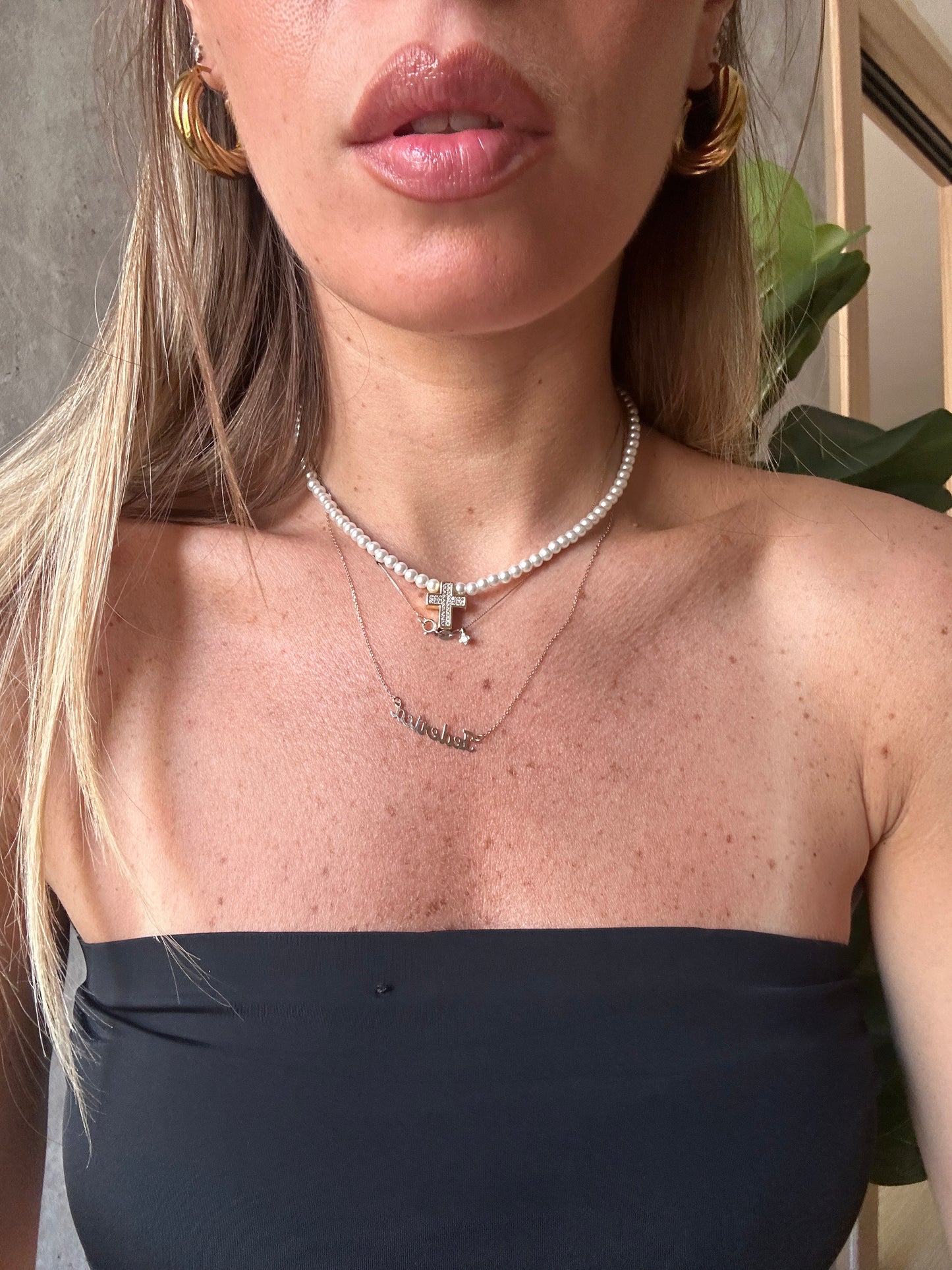 filo perle con croce