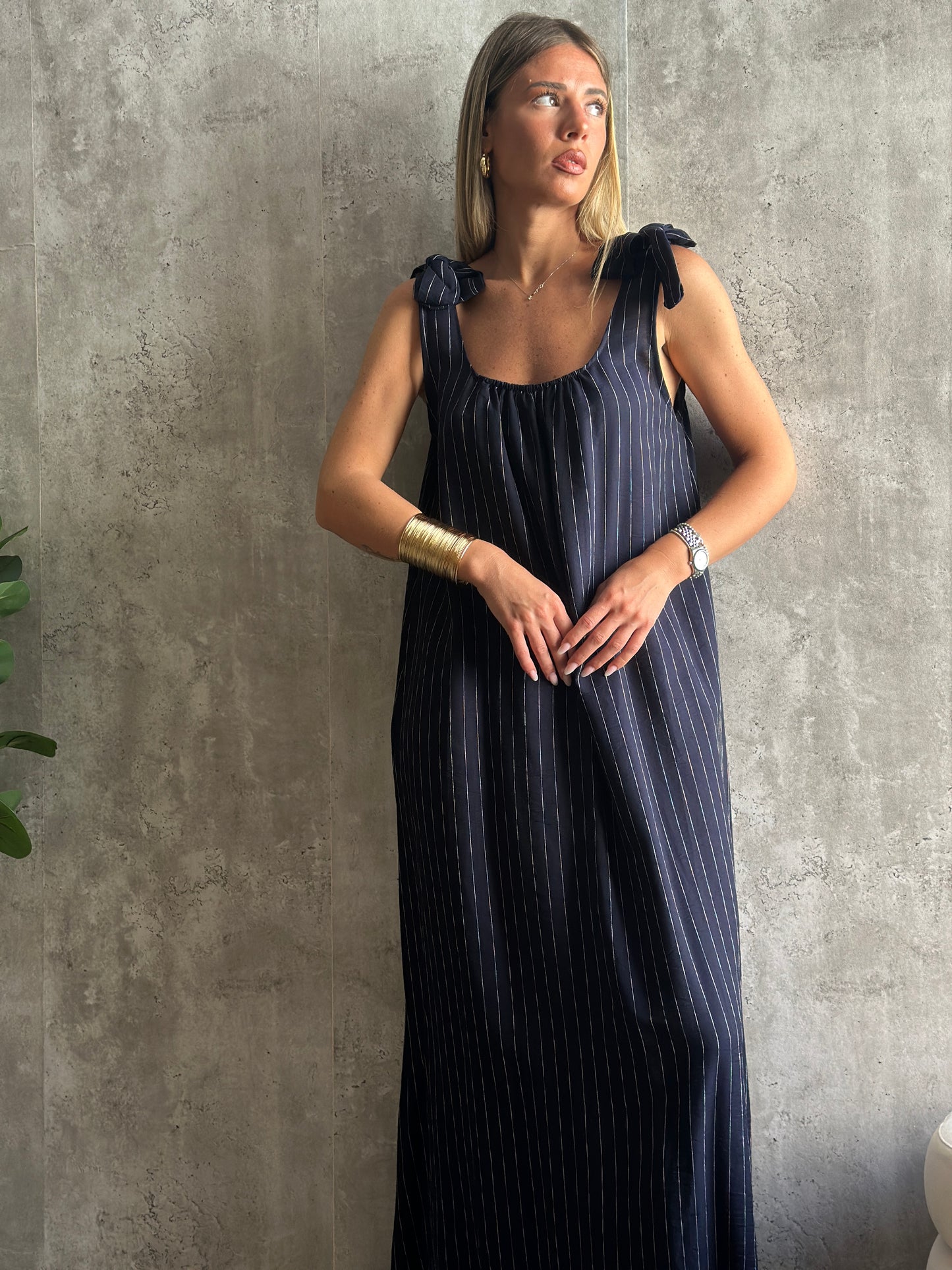 dress fiocco gessato