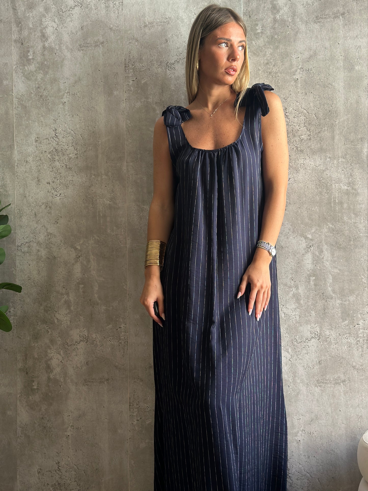 dress fiocco gessato