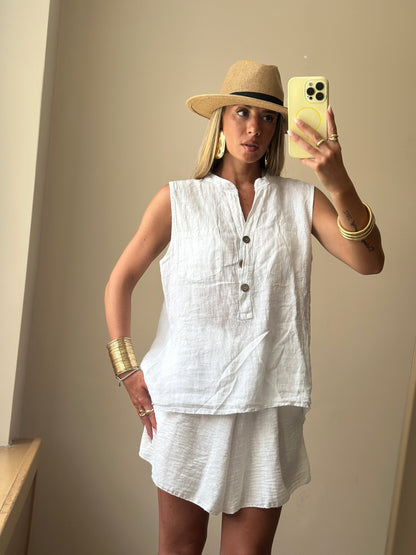 Camicia smanicato 100% lino