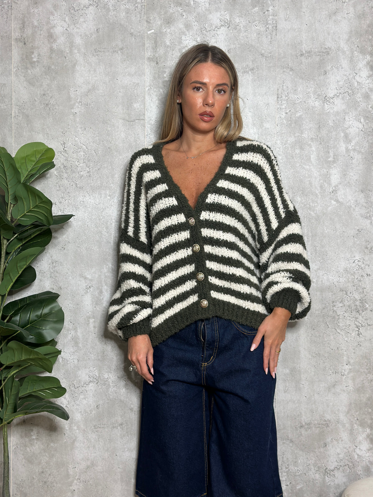 cardigan botton a righe
