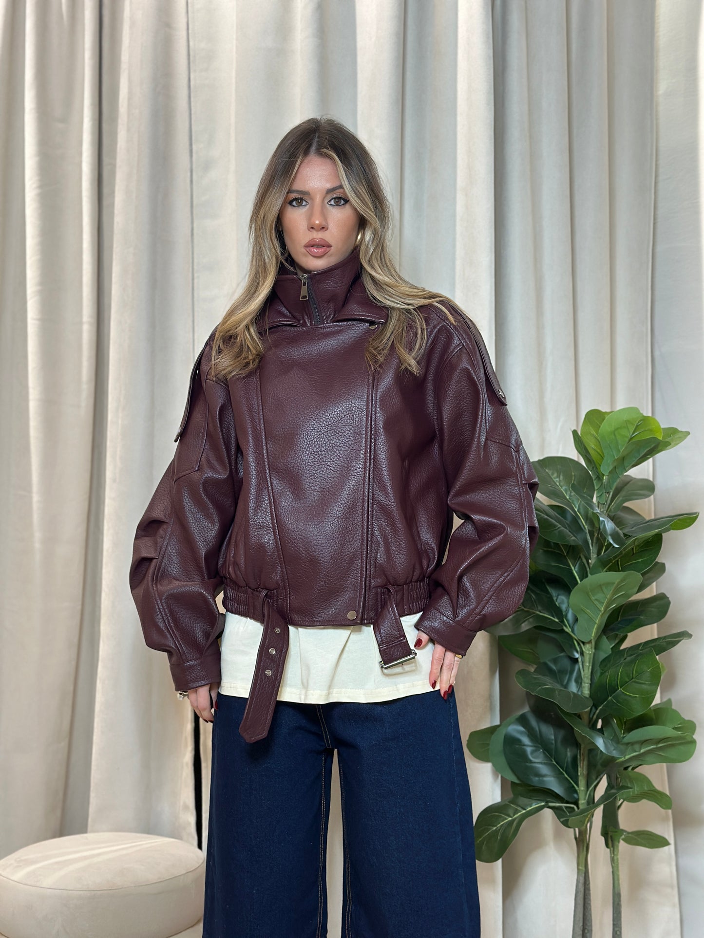 biker eco martellato burgundy
