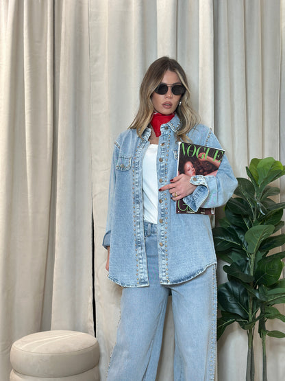 Camicia denim Borchie