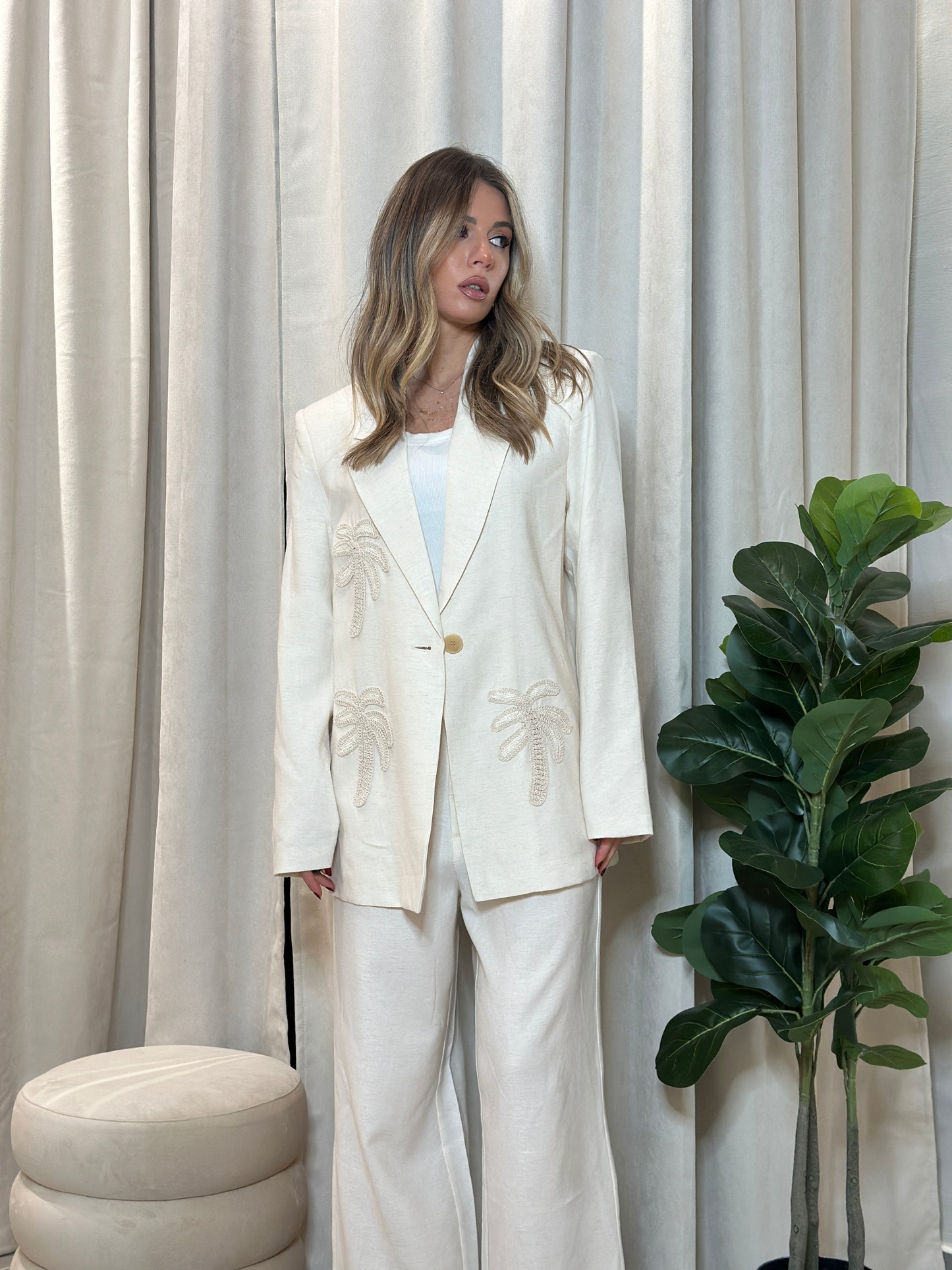 tailleur lino palme