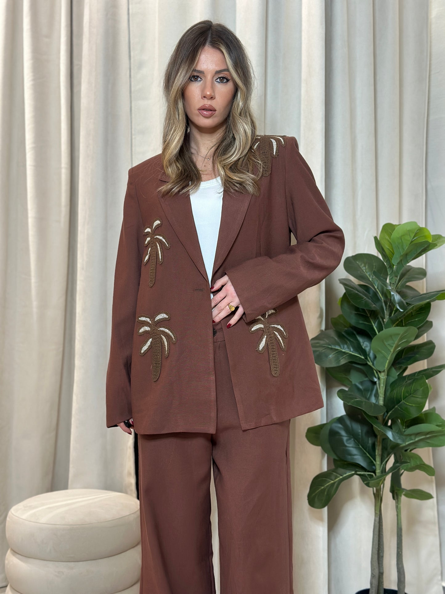 tailleur lino palme