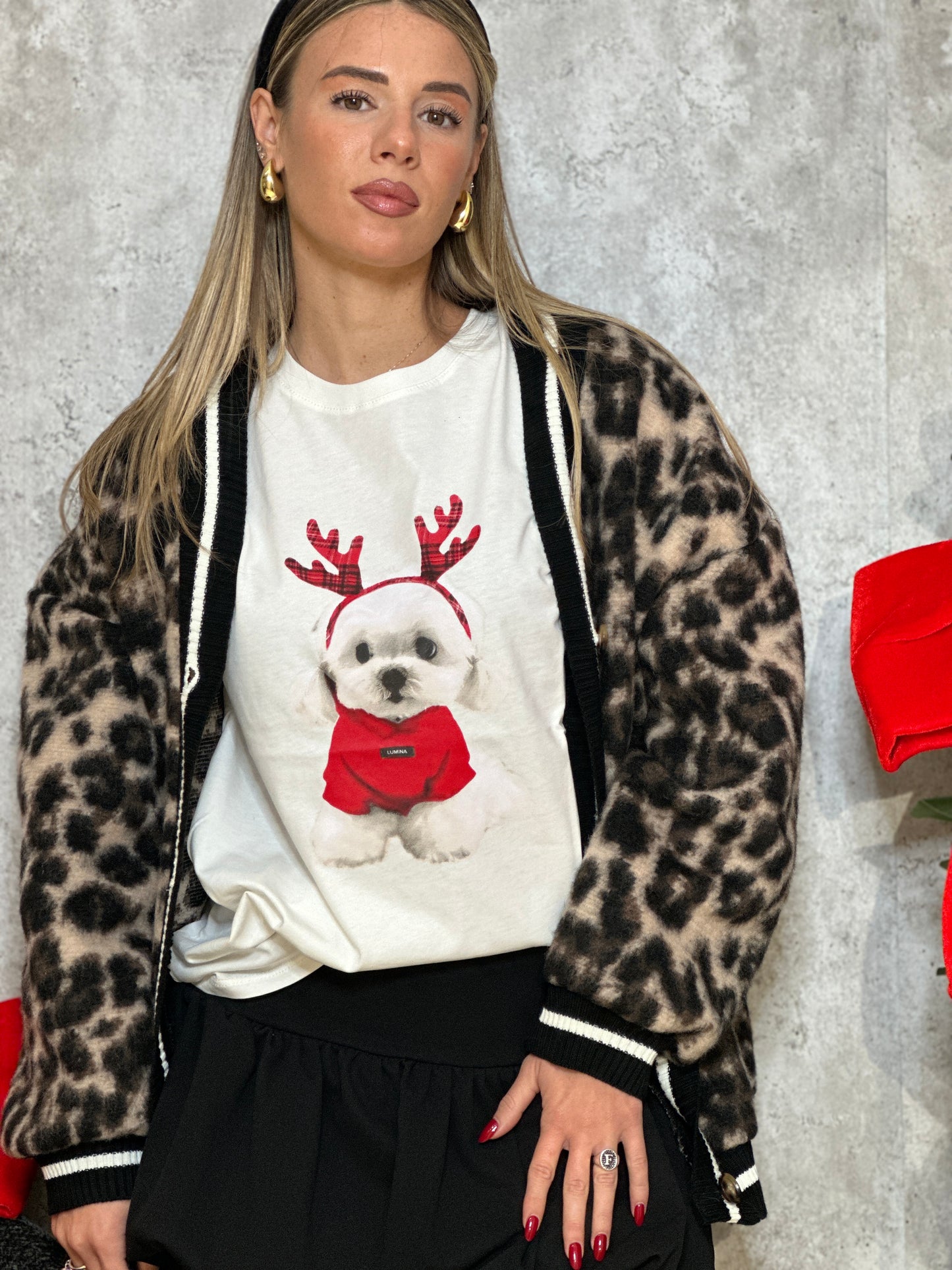 t-shirt lumina barboncino renna