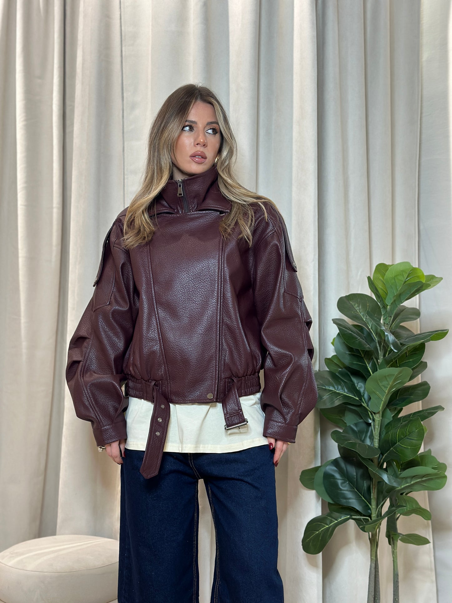 biker eco martellato burgundy