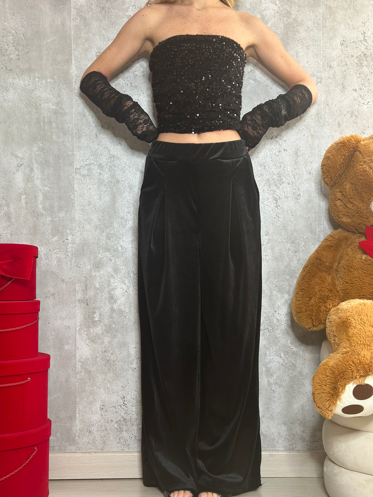 pantalone velvet palazzo