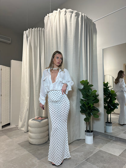 Maxi Skirt Pois White