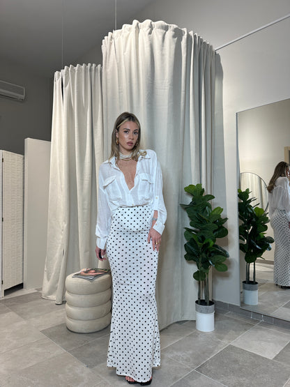 Maxi Skirt Pois White